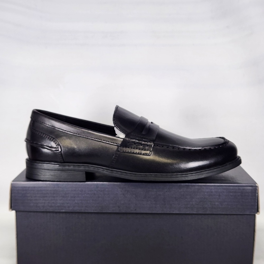 Joseph Abboud Penny Loafer Mens Size 9.5 Black Leather Slip On Dress Shoes